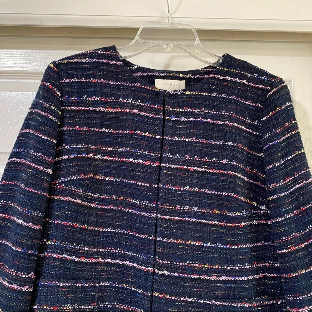 Talbots Factory Navy Rainbow‎ Confetti Tweed Jacket Size 12